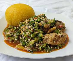 Okro soup, swallow with Beef 